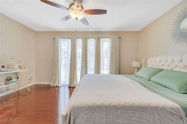 3920 Autumn St, Las Vegas, NV 89120 - bedroom with wood finished floors, baseboards, and ceiling fan