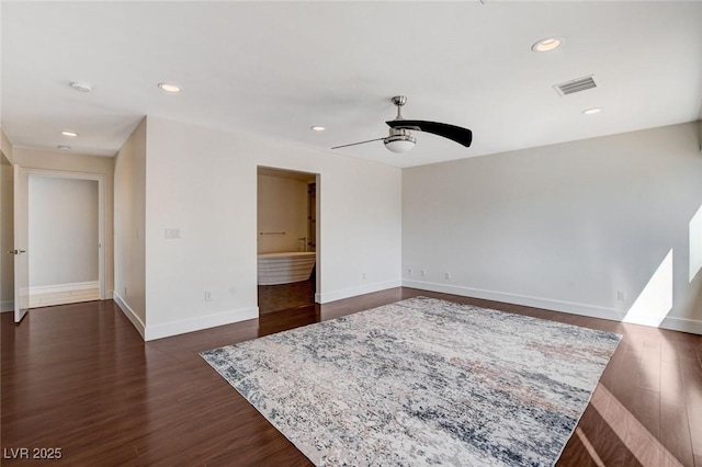 7575 Coley Ave, Las Vegas, NV 89117 - empty room with a ceiling fan, dark wood-type flooring, and recessed lighting