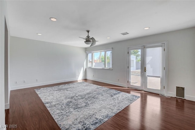 7575 Coley Ave, Las Vegas, NV 89117 - unfurnished room with ceiling fan, dark wood-style flooring, and recessed lighting