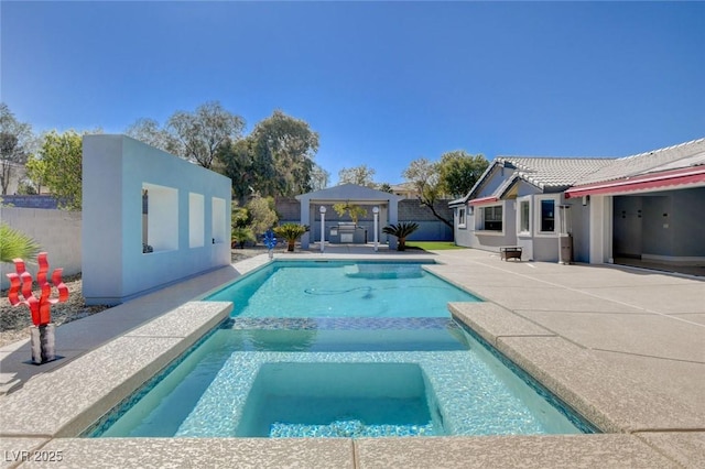 7575 Coley Ave, Las Vegas, NV 89117 - view of pool with a patio area, a gazebo, and a pool with connected hot tub