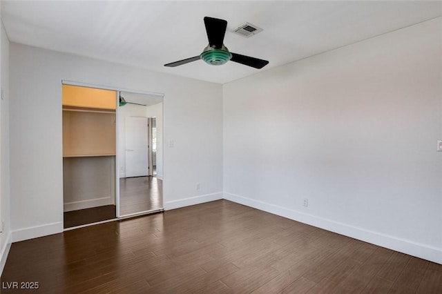 7575 Coley Ave, Las Vegas, NV 89117 - unfurnished bedroom with dark wood-style flooring and a ceiling fan