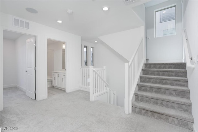 8125 Monsoon Bay St, Las Vegas, NV 89113 - stairway with visible vents, recessed lighting, baseboards, and carpet floors