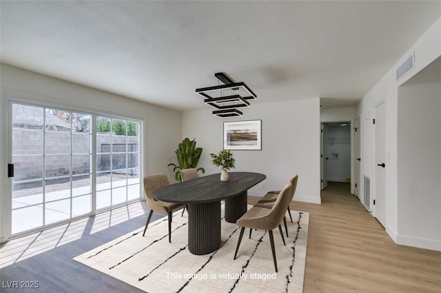 2671 Diamante Cir, Las Vegas, NV 89121 - dining room featuring light wood-style floors, visible vents, and baseboards