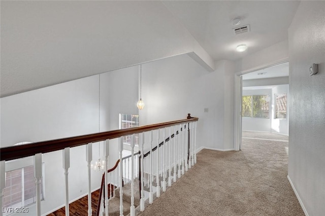 8236 Bermuda Beach Dr, Las Vegas, NV 89128 - hall with carpet flooring and an upstairs landing