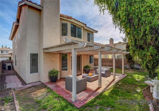 8236 Bermuda Beach Dr, Las Vegas, NV 89128 - back of house with a pergola, stucco siding, a patio, and a fenced backyard