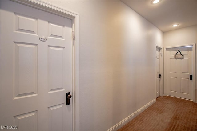 1125 Via Canale Dr, Henderson, NV 89011 - hall featuring baseboards, recessed lighting, and carpet
