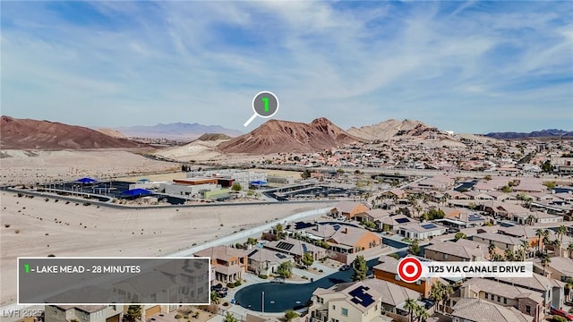 1125 Via Canale Dr, Henderson, NV 89011 - aerial view featuring a mountain view and a residential view