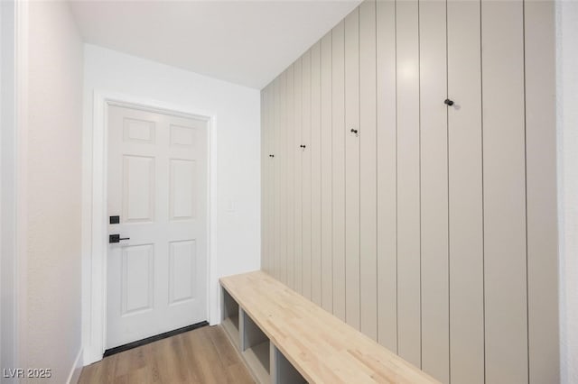 mudroom with light wood-type flooring