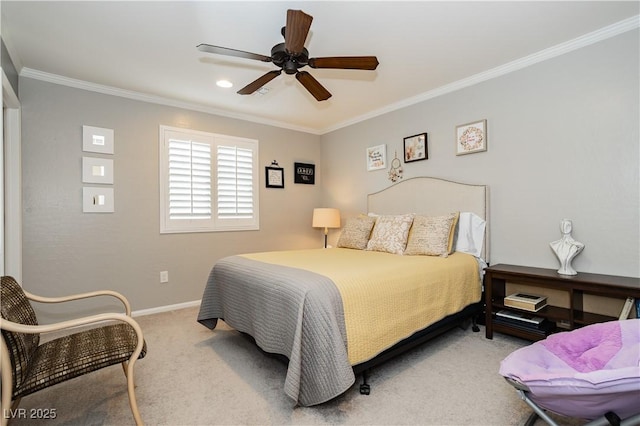 9953 Fletcher Peak Ave, Las Vegas, NV 89178 - bedroom with carpet floors, ornamental molding, baseboards, and ceiling fan
