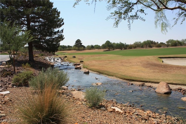 view of water feature with golf course view