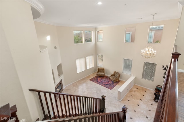 1265 Vietti St, Henderson, NV 89012 - entrance foyer with plenty of natural light, a chandelier, crown molding, and recessed lighting
