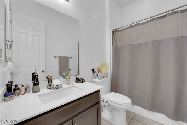 9590 Smiley Creek St, Las Vegas, NV 89178 - full bathroom with toilet, curtained shower, vanity, and tile patterned flooring