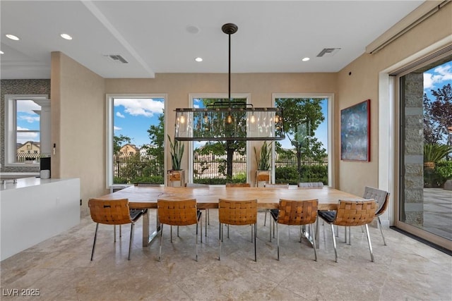 9301 Verlaine Ct, Las Vegas, NV 89145 - dining room with recessed lighting, a chandelier, and visible vents
