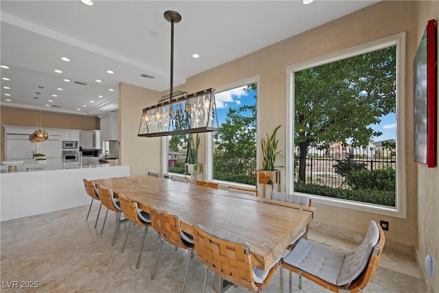 9301 Verlaine Ct, Las Vegas, NV 89145 - dining room with visible vents, a chandelier, and recessed lighting