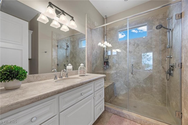 9301 Verlaine Ct, Las Vegas, NV 89145 - bathroom featuring a stall shower and vanity