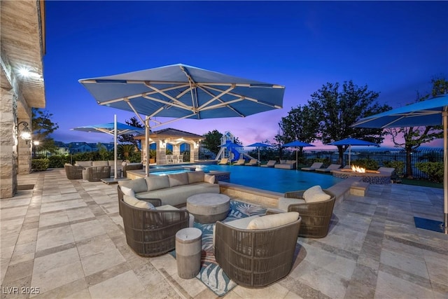 9301 Verlaine Ct, Las Vegas, NV 89145 - view of patio with outdoor lounge area and a fenced in pool