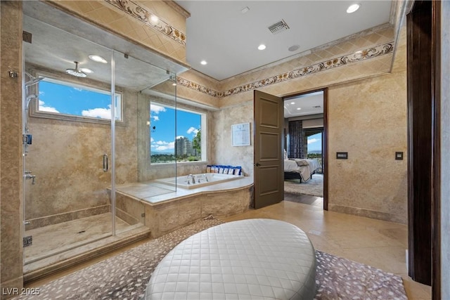 9301 Verlaine Ct, Las Vegas, NV 89145 - bathroom with a shower stall, a wealth of natural light, a garden tub, and visible vents