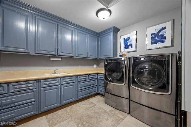 9301 Verlaine Ct, Las Vegas, NV 89145 - clothes washing area with a sink, cabinet space, and washer and dryer