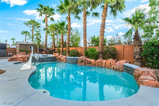 4200 Scott Peak Ct, Las Vegas, NV 89129 - view of swimming pool featuring a fenced backyard and a pool with connected hot tub