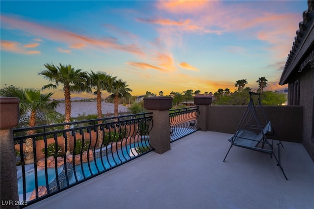 4200 Scott Peak Ct, Las Vegas, NV 89129 - patio terrace at dusk with a balcony and a water view