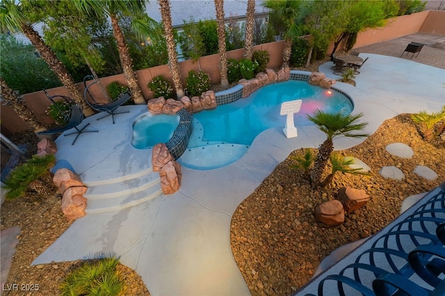 4200 Scott Peak Ct, Las Vegas, NV 89129 - view of swimming pool featuring a fenced backyard, a patio, and a pool with connected hot tub