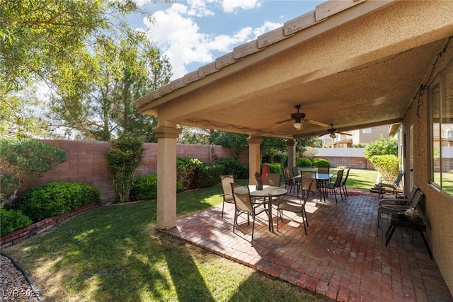 240 Jumping Springs Pl, Henderson, NV 89012 - view of patio featuring a ceiling fan and outdoor dining area