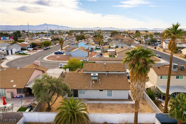 drone / aerial view with a mountain view and a residential view