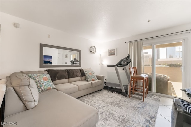 view of tiled living area