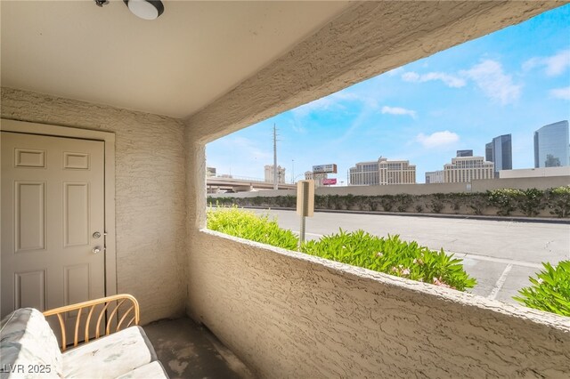 balcony with a view of city