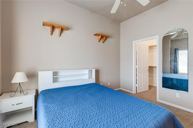 3684 Mooncrest Cir, Las Vegas, NV 89129 - bedroom with carpet flooring, a walk in closet, and ceiling fan