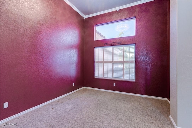 3684 Mooncrest Cir, Las Vegas, NV 89129 - spare room featuring ornamental molding, carpet floors, and a textured wall