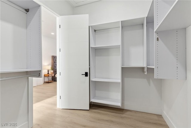 spacious closet featuring light wood-style floors