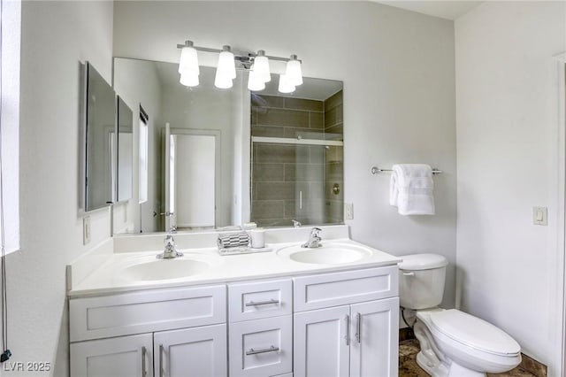 9966 Mystic Moss St, Las Vegas, NV 89183 - full bath with a stall shower, toilet, double vanity, and a sink