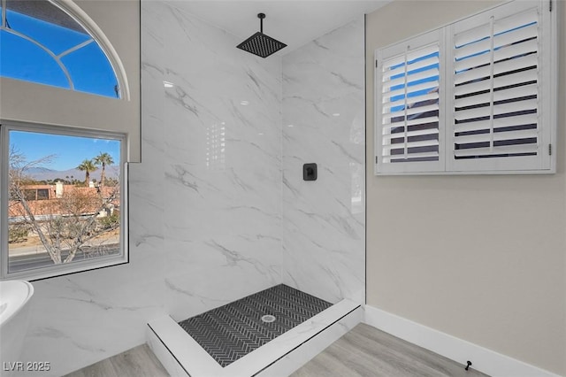 8232 Ocean Terrace Way, Las Vegas, NV 89128 - full bathroom with wood finished floors and a marble finish shower
