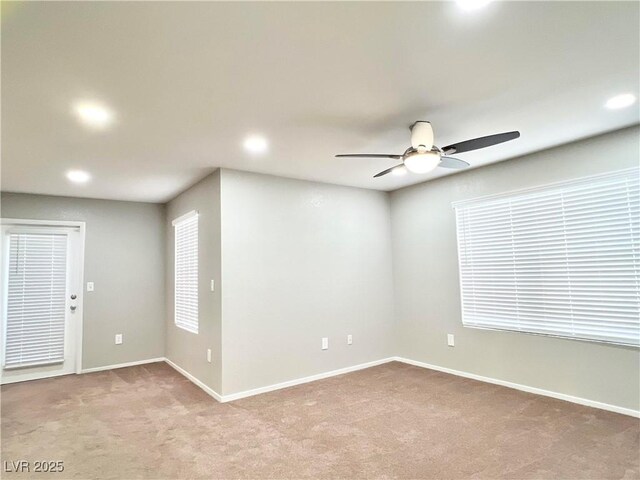 8101 W Flamingo Rd Unit 1088, Las Vegas, NV 89147 - empty room featuring baseboards, recessed lighting, ceiling fan, and carpet floors