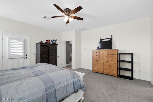 3660 Stirrup, Pahrump, NV 89048 - carpeted bedroom featuring visible vents, ceiling fan, and baseboards