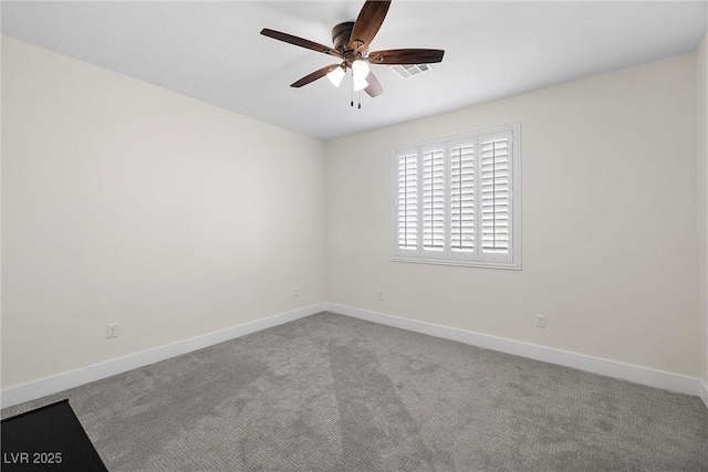 3660 Stirrup, Pahrump, NV 89048 - spare room featuring carpet, visible vents, a ceiling fan, and baseboards