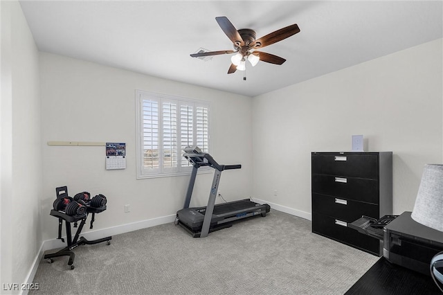 3660 Stirrup, Pahrump, NV 89048 - workout area featuring baseboards, a ceiling fan, and carpet