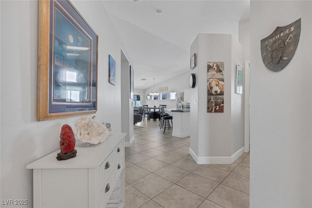 5205 Molveno Ct, Las Vegas, NV 89130 - hall featuring lofted ceiling and light tile patterned floors