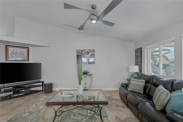 5205 Molveno Ct, Las Vegas, NV 89130 - tiled living area featuring ceiling fan and baseboards