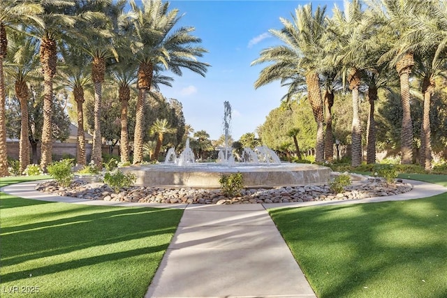 view of home's community with a yard