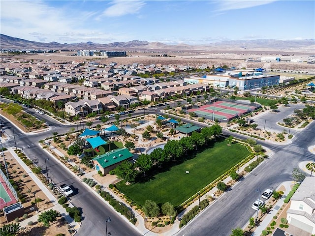 drone / aerial view with a mountain view