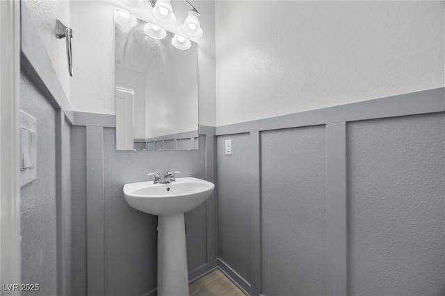 bathroom featuring a sink and wood finished floors