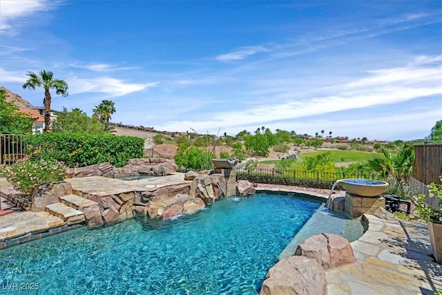 view of pool featuring fence and a fenced in pool