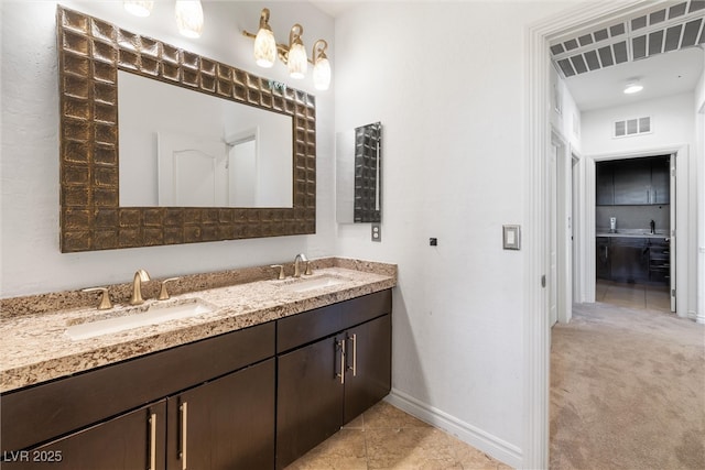 12254 Cape Cortez Ct, Las Vegas, NV 89138 - bathroom with tile patterned flooring, a sink, baseboards, and visible vents