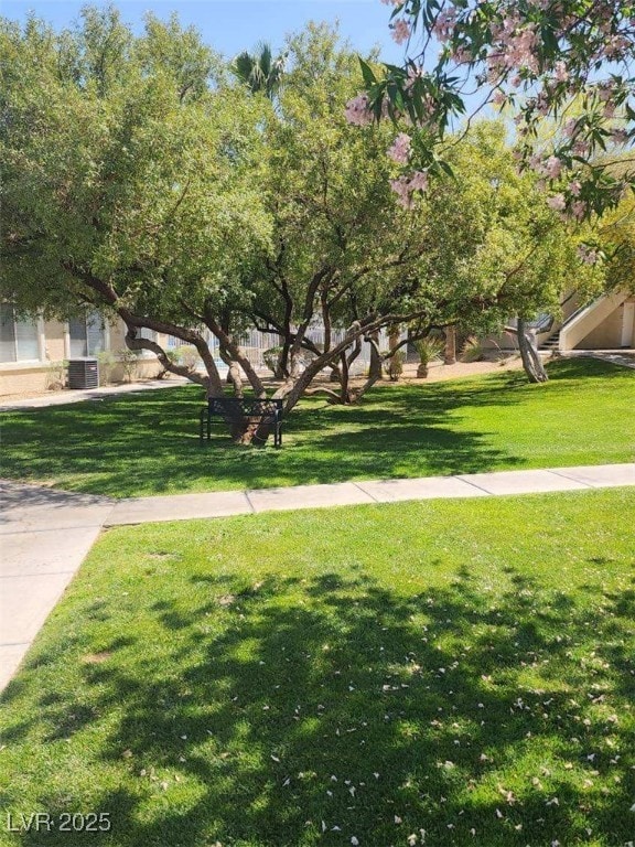 view of property's community with a yard
