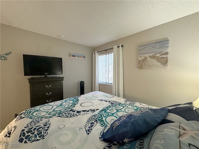 bedroom with lofted ceiling