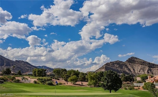 3104 Archwood Way, Las Vegas, NV 89134 - view of home's community featuring a mountain view, golf course view, and a lawn