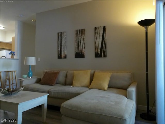 living room with wood finished floors