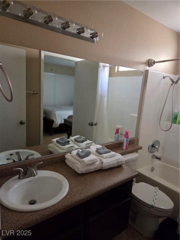7328 Coffeyville Ave, Las Vegas, NV 89147 - full bath with shower / bathtub combination with curtain, toilet, and vanity